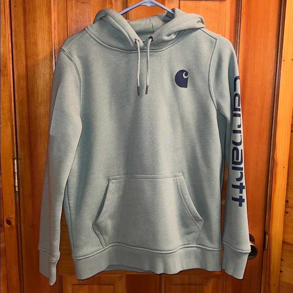 Carhartt Woman’s Olive/Blue Hoodie with Logo
